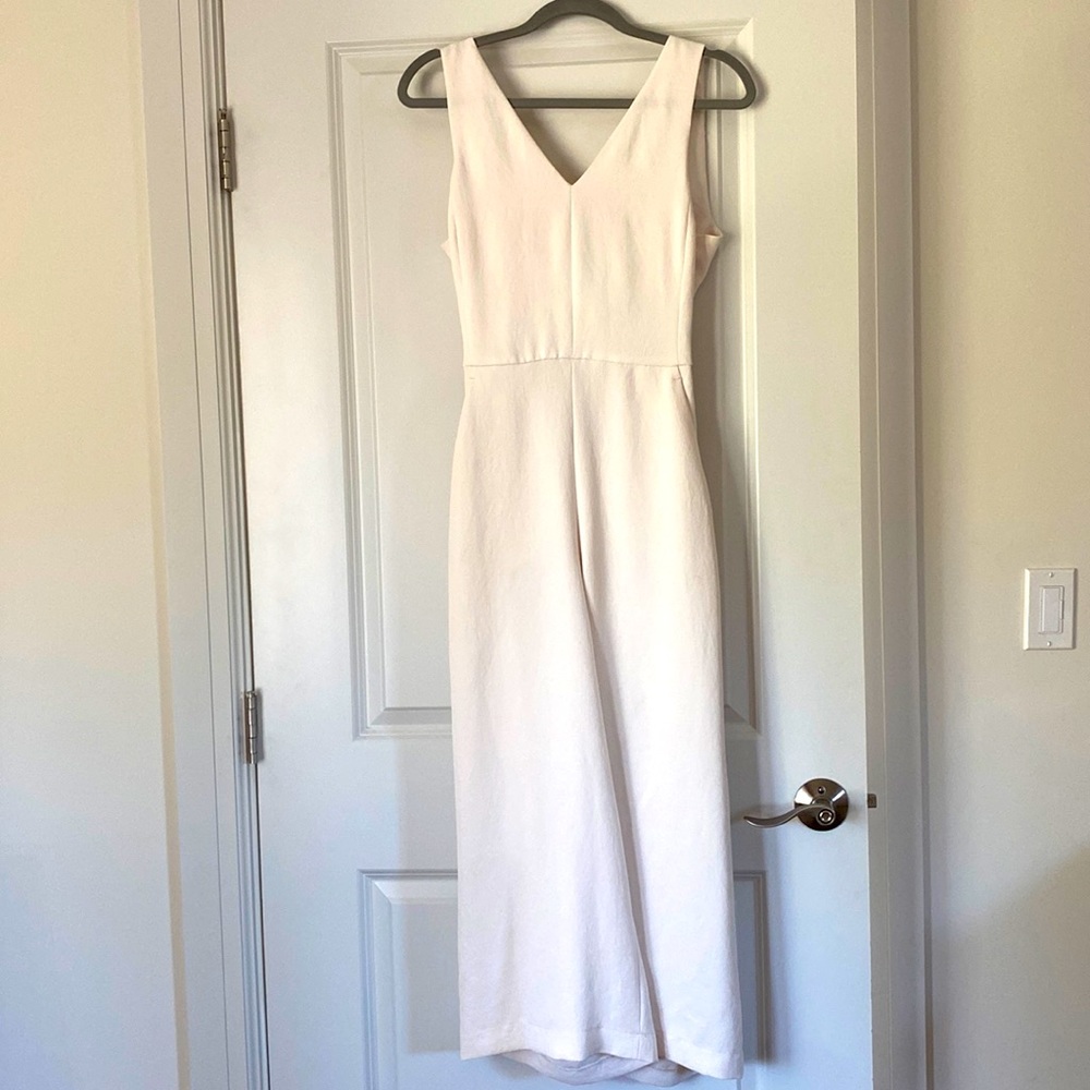 ARITZIA WILFRED IVORY Size S Wrap Around Tie V Neck Sleeveless Wide Leg Romper